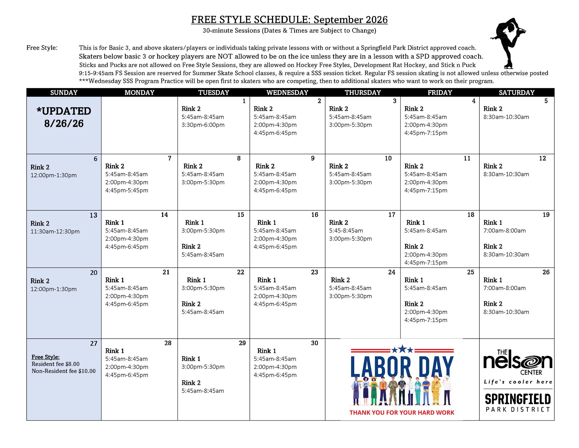 Free Style Schedule